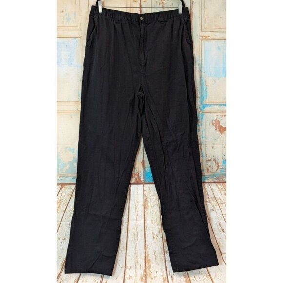 Kingsize Mens L 40 Tall Black Pants Cotton Solid Pockets Button Zip Stretch - Picture 2 of 9